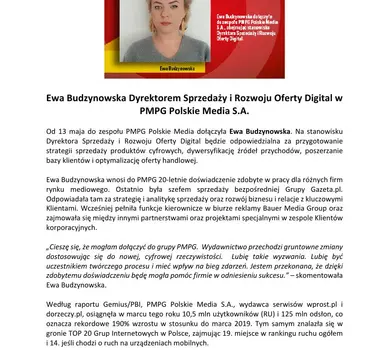 Ewa Budzynowska Dyrektorem Sprzedaży i Rozwoju Oferty Digital w PMPG Polskie Media S.pdf