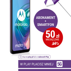 W Play płacisz mniej – abonament i smartfon już za 50 złotych miesięcznie - plakat Motorola