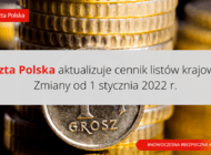 Poczta Polska aktualizuje cennik listów krajowych. Zmiany od 1 stycznia 2022 r.