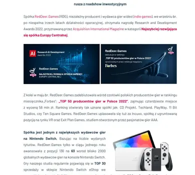 [PL] 2022 10 10 Najszybciej rozwijająca się spółka gamedev w Europie Centralnej, rusza z roadshow in