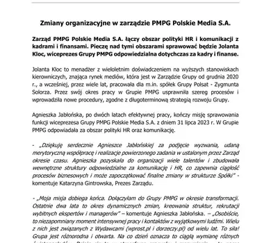 2023 07 28 Zmiany organizacyjne w zarządzie PMPG Polskie Media S A 