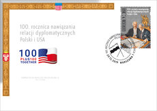 100_rocznica nawiązania relacji dyplomatycznych Polski i USA _ koperta FDC .jpg