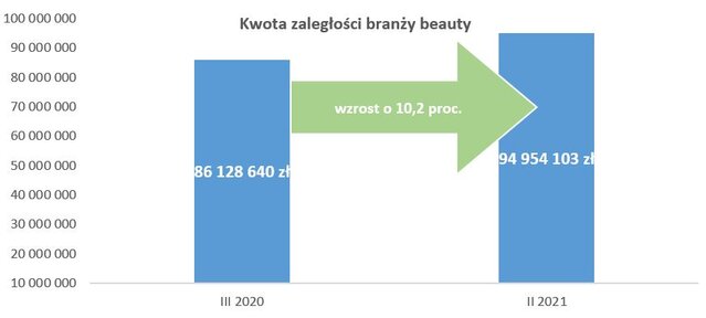 Branża beauty dostanie pomoc na spłatę 95 mln zł długów - infografika , kwota zaległości branży beauty