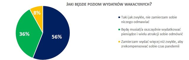 Ile pieniędzy Polacy wydadzą na wakacje 2021? - wykres kołowy, Jaki będzie poziom wydatków wakacyjnych?