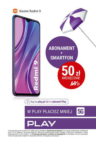 W Play płacisz mniej – abonament i smartfon już za 50 złotych miesięcznie - plakat Xiaomi