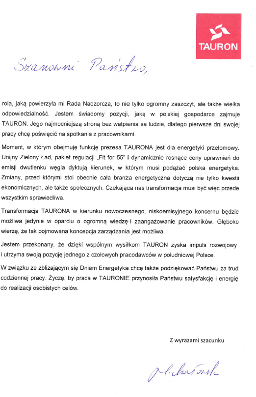 List Prezesa