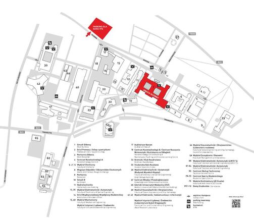 Mapa Politechniki Gdańskiej - parking przy ul. Fiszera