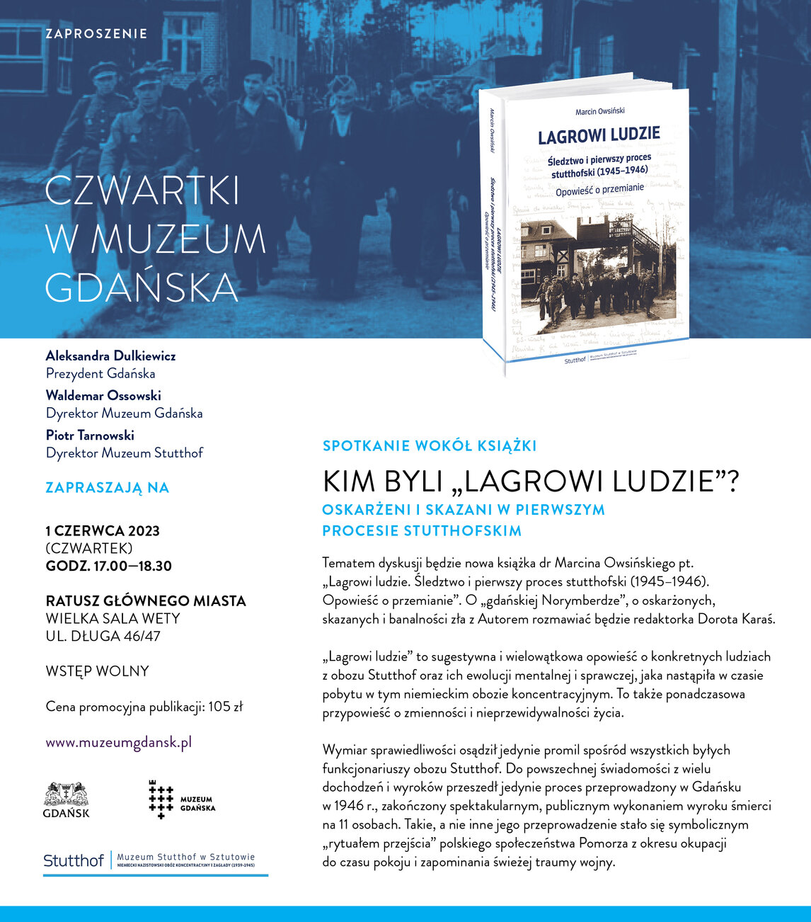 Zaproszenie promocja Lagrowi ludzie Muzeum Gdańska