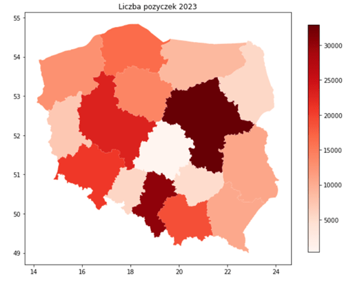 liczba udzielonych pożyczek - województwa