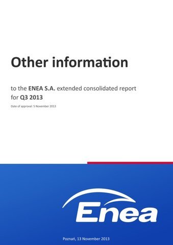 Other information to the ENEA extended consolidated report for Q 3 2013