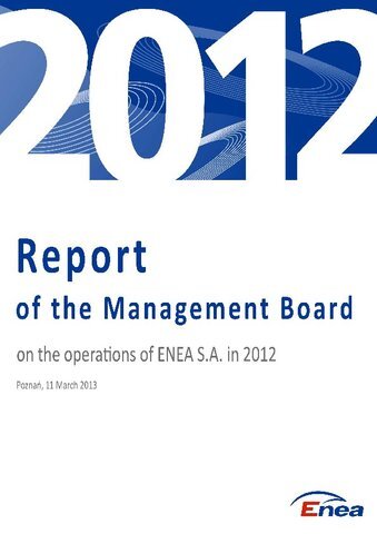 Report of the Management Board on the operations of ENEA S.A. in 2012
