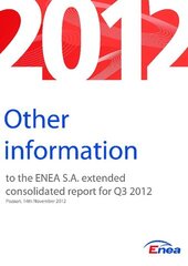 Other information to the ENEA extended consolidated report for Q 3 2012
