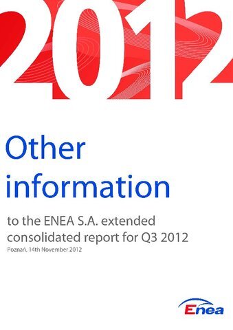 Other information to the ENEA extended consolidated report for Q 3 2012
