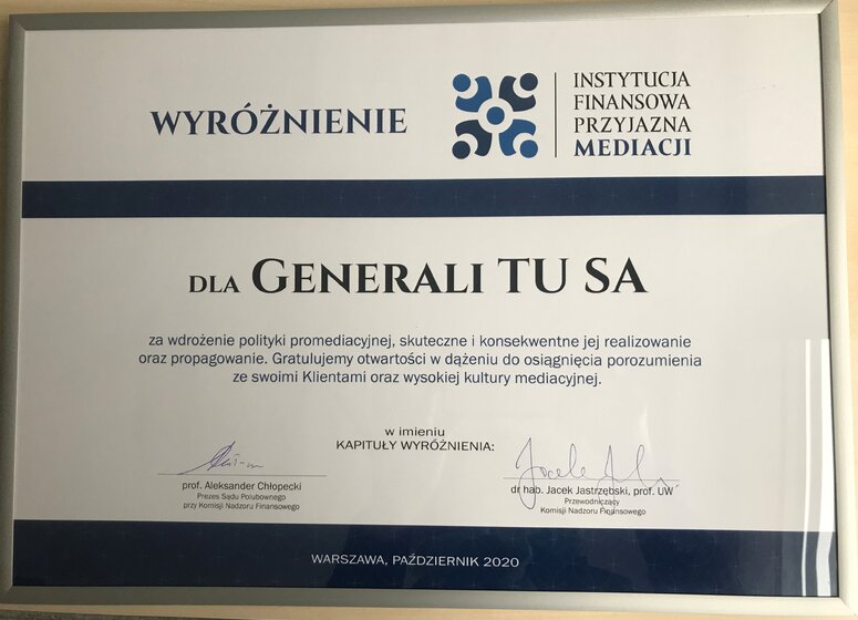 Instytucja Przyjazna Mediacji Dyplom