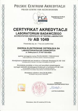 Pobierz certyfikat akredytacji ab 1049 pn en iso iec 17025 2018-02