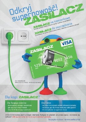 Plakat reklamujący kartę przedpłaconą Zasilacz.