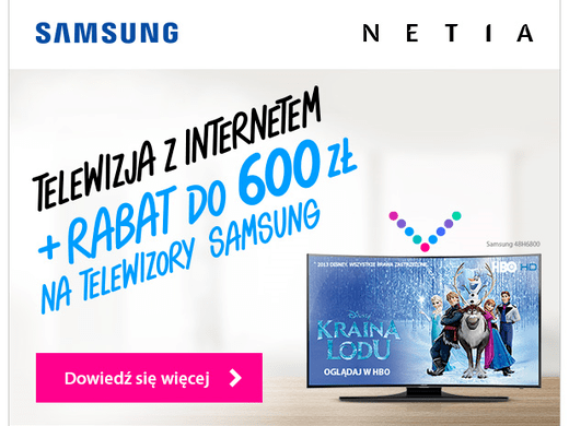 Telewizory Samsung Smart TV tańsze z internetem Netii
