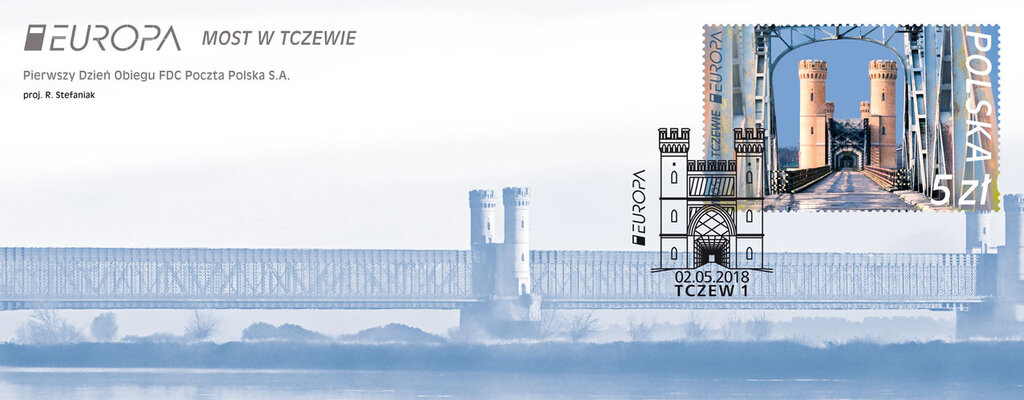 Most w Tczewie na znaczkach pocztowych