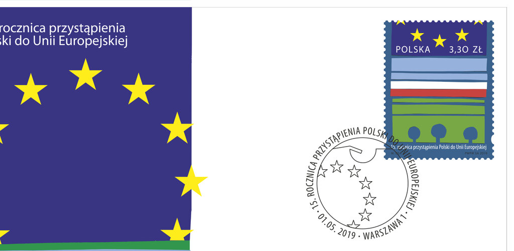 Poczta Polska uczciła 15. rocznicę wstąpienia Polski do UE okolicznościowym znaczkiem