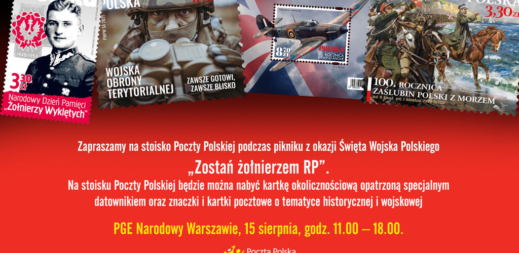Poczta Polska przygotowała stoisko na piknik podczas obchodów Święta Wojska Polskiego