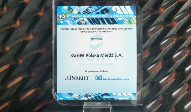 Relacje Inwestorskie KGHM wygrywają ogólnopolskie badanie komunikacji spółek z rynkiem