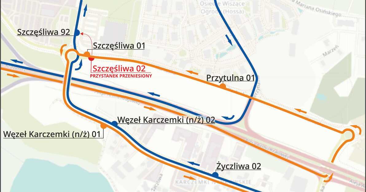 trasa objazdu komunikacji miejskiej, mat. prasowy ZTM 