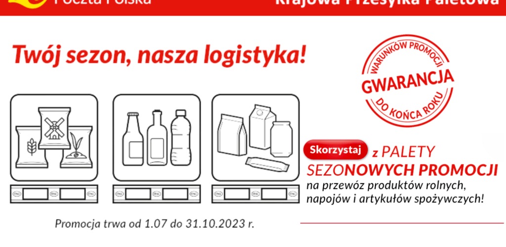 Poczta Polska z ofertą specjalną na przesyłki paletowe dla sektora rolno-spożywczego 
