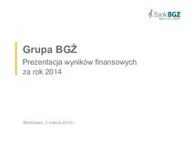 Wyniki finansowe Banku BGŻ w 2014 r.